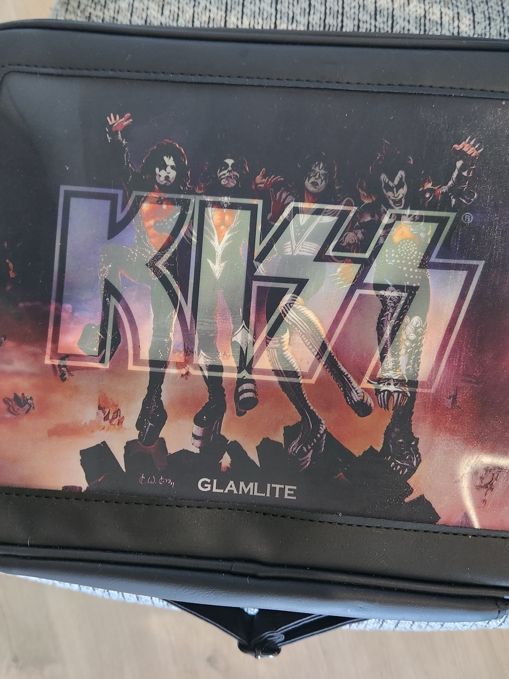 Kiss Black Graphic Tote Bag with Multicolor Panel
